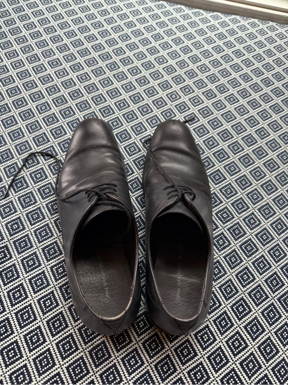 John Varvatos Black Leather Derby Lace-Up Shoes